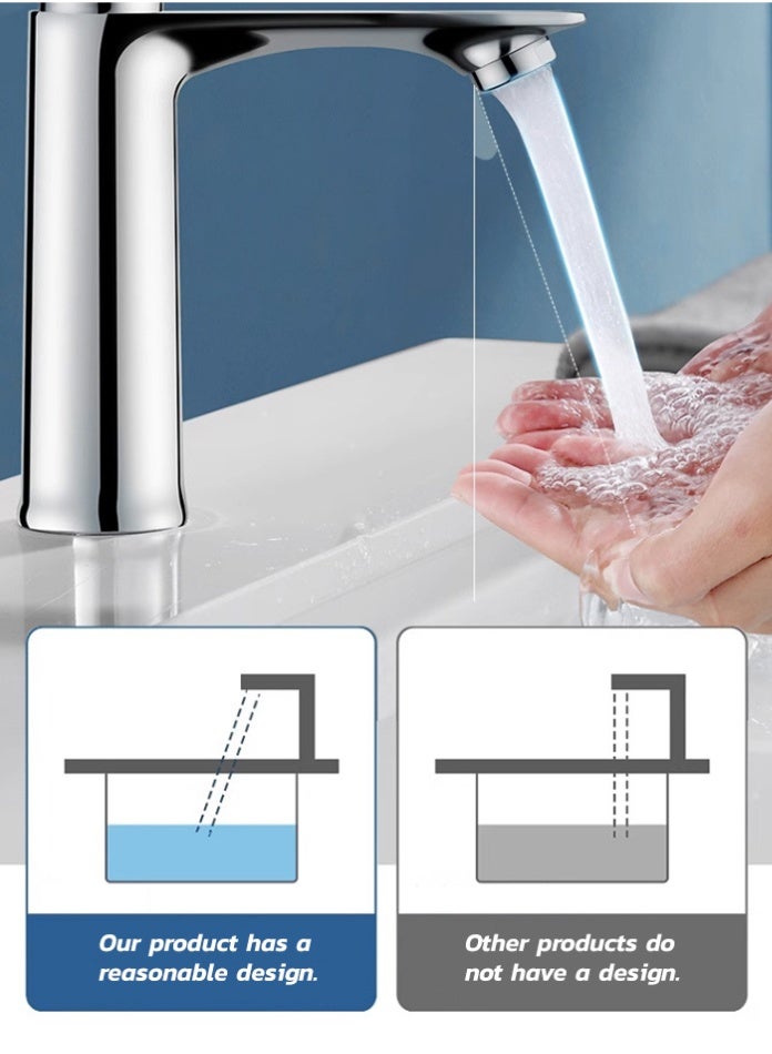 مودي خلاط حوض عصري، مطلي بالكروم، صنبور حمام، خلاط ماء ساخن وبارد بذراع واحد، هيكل متين من الزنك وخرطوشة سيراميك - Image 5